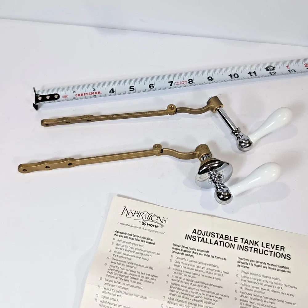 TOILET FLUSH LEVERS Moen Inspirations Tank Lever Porcelain & Chome 1 Complete